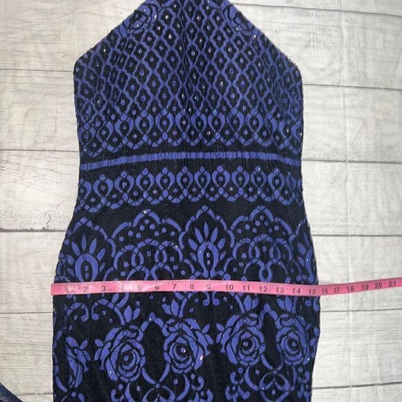 Madison James Black Navy Lace Mermaid Prom Dress Halter neck Tulle Skirt sz 8 - Picture 9 of 12